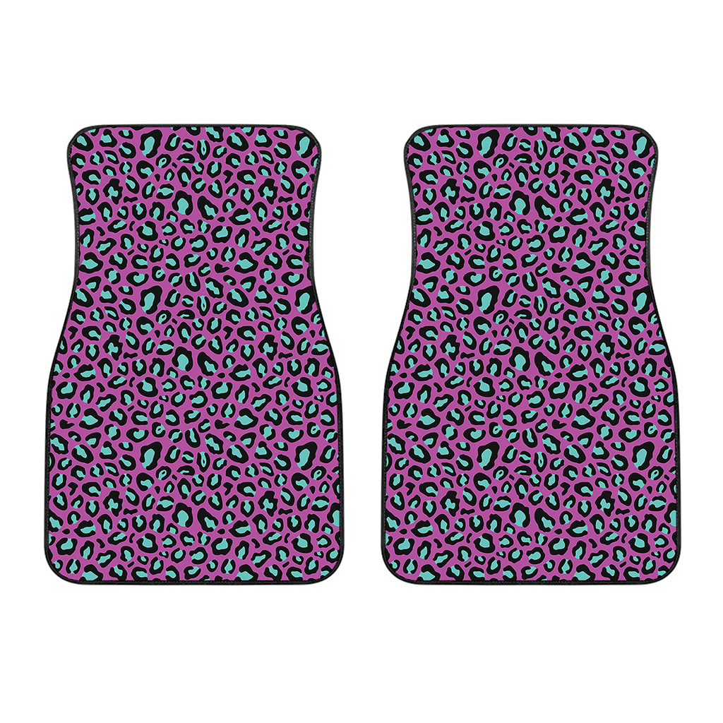 Purple And Teal Leopard Pattern Print Front Car Floor Mats