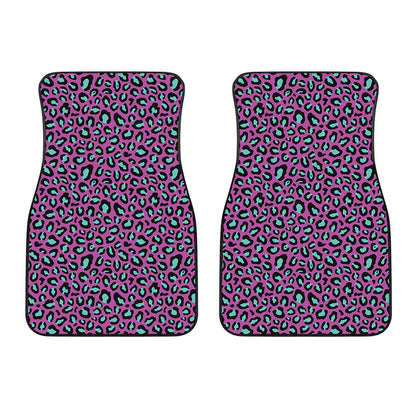 Purple And Teal Leopard Pattern Print Front Car Floor Mats