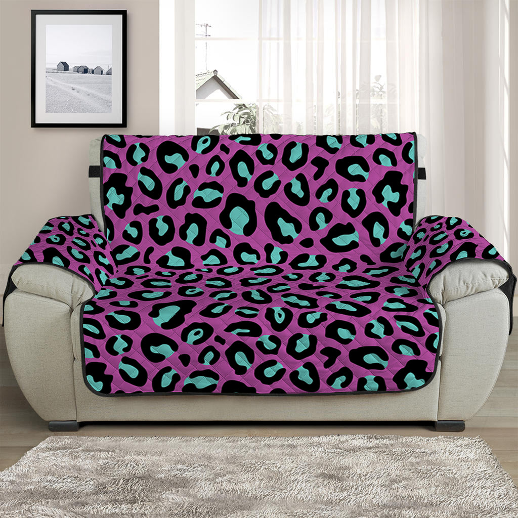 Purple And Teal Leopard Pattern Print Half Sofa Protector