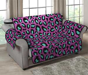 Purple And Teal Leopard Pattern Print Loveseat Protector