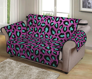 Purple And Teal Leopard Pattern Print Loveseat Protector