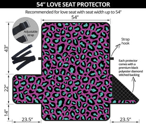 Purple And Teal Leopard Pattern Print Loveseat Protector