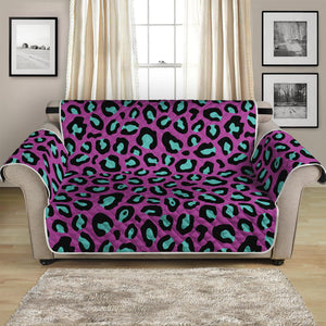 Purple And Teal Leopard Pattern Print Loveseat Protector