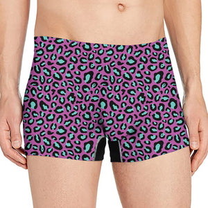 Purple And Teal Leopard Pattern Print Men's Boxer Briefs