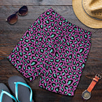 Purple And Teal Leopard Pattern Print Men's Shorts