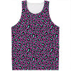 Purple And Teal Leopard Pattern Print Men's Tank Top