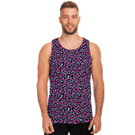 Purple And Teal Leopard Pattern Print Men's Tank Top