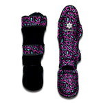 Purple And Teal Leopard Pattern Print Muay Thai Shin Guard