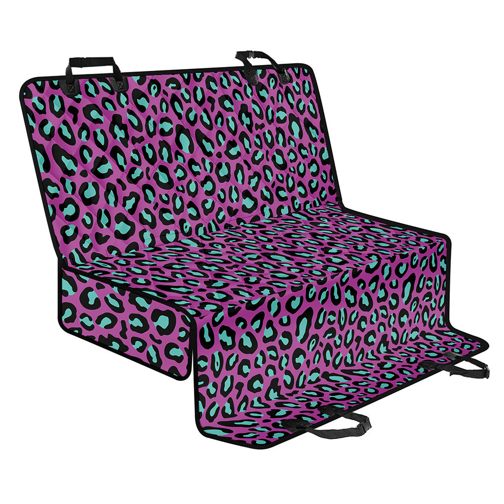 Purple And Teal Leopard Pattern Print Pet Car Back Seat Cover