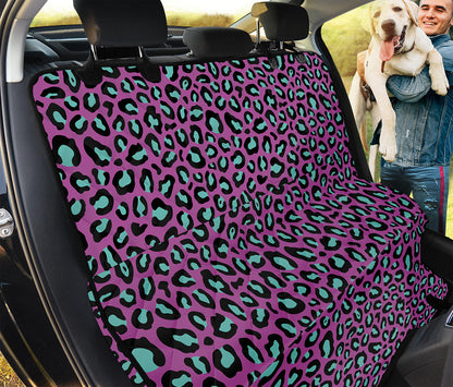 Purple And Teal Leopard Pattern Print Pet Car Back Seat Cover
