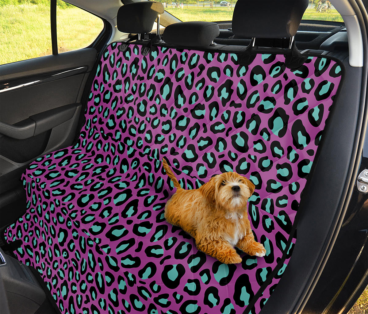 Purple And Teal Leopard Pattern Print Pet Car Back Seat Cover