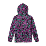 Purple And Teal Leopard Pattern Print Pullover Hoodie