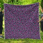 Purple And Teal Leopard Pattern Print Quilt
