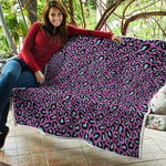 Purple And Teal Leopard Pattern Print Quilt