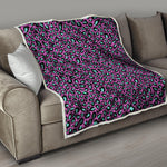 Purple And Teal Leopard Pattern Print Quilt