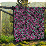 Purple And Teal Leopard Pattern Print Quilt