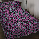 Purple And Teal Leopard Pattern Print Quilt Bed Set