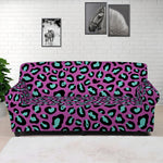Purple And Teal Leopard Pattern Print Sofa Cover