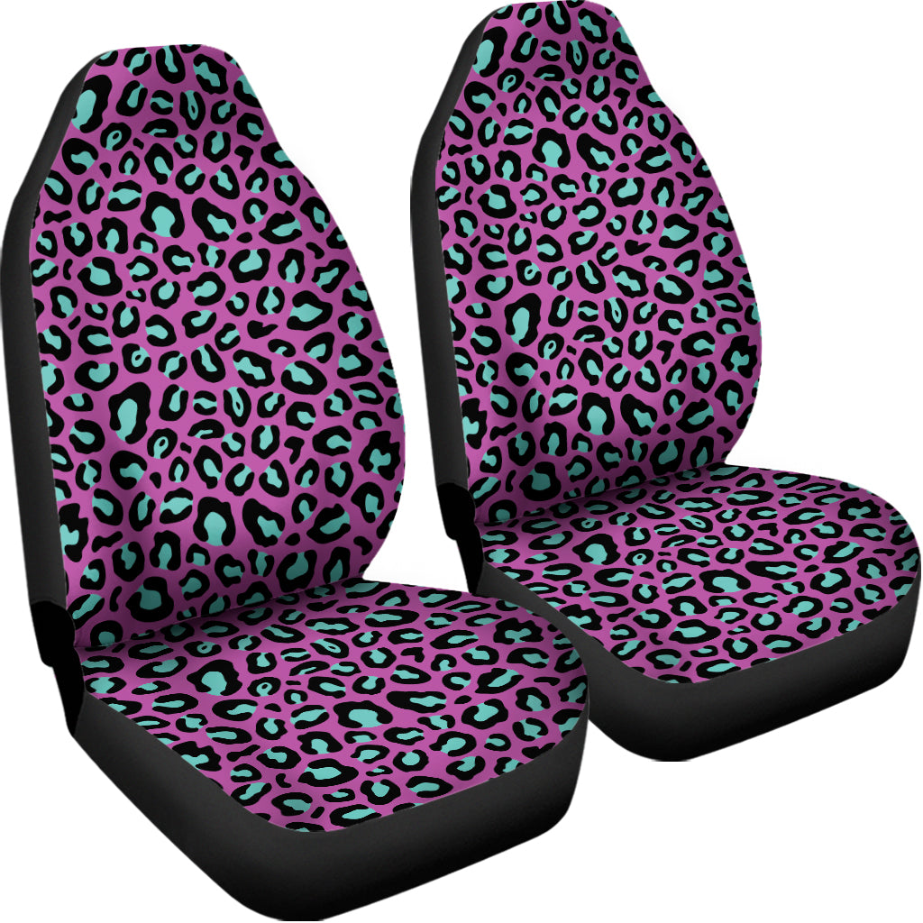 Purple And Teal Leopard Pattern Print Universal Fit Car Seat Covers