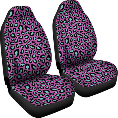 Purple And Teal Leopard Pattern Print Universal Fit Car Seat Covers