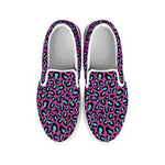 Purple And Teal Leopard Pattern Print White Slip On Shoes
