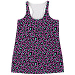 Purple And Teal Leopard Pattern Print Women's Racerback Tank Top