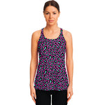 Purple And Teal Leopard Pattern Print Women's Racerback Tank Top