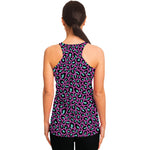 Purple And Teal Leopard Pattern Print Women's Racerback Tank Top