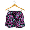 Purple And Teal Leopard Pattern Print Women's Shorts