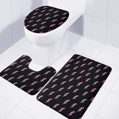 Purple And Teal Lightning Pattern Print 3 Piece Bath Mat Set