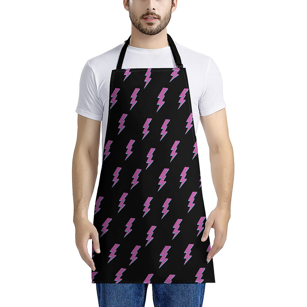 Purple And Teal Lightning Pattern Print Apron