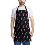 Purple And Teal Lightning Pattern Print Apron