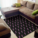 Purple And Teal Lightning Pattern Print Area Rug