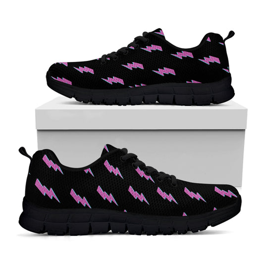 Purple And Teal Lightning Pattern Print Black Sneakers