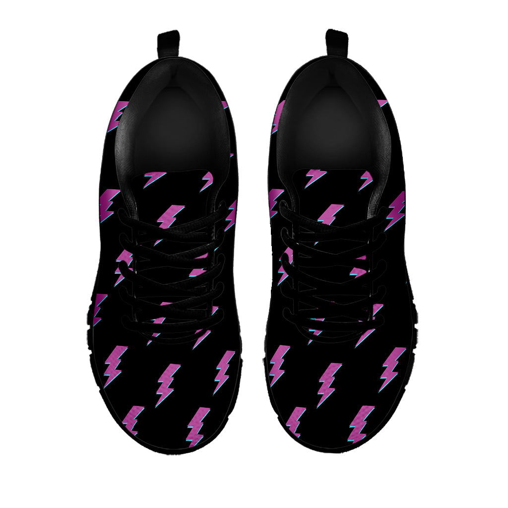 Purple And Teal Lightning Pattern Print Black Sneakers