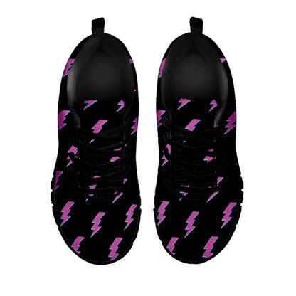 Purple And Teal Lightning Pattern Print Black Sneakers