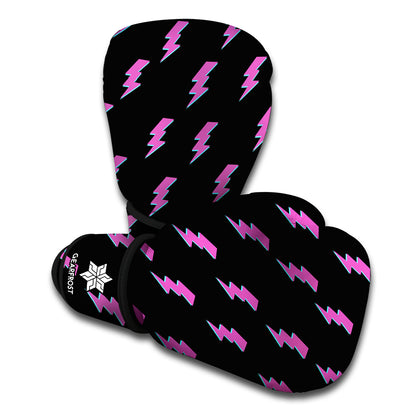 Purple And Teal Lightning Pattern Print Boxing Gloves