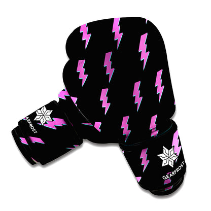 Purple And Teal Lightning Pattern Print Boxing Gloves