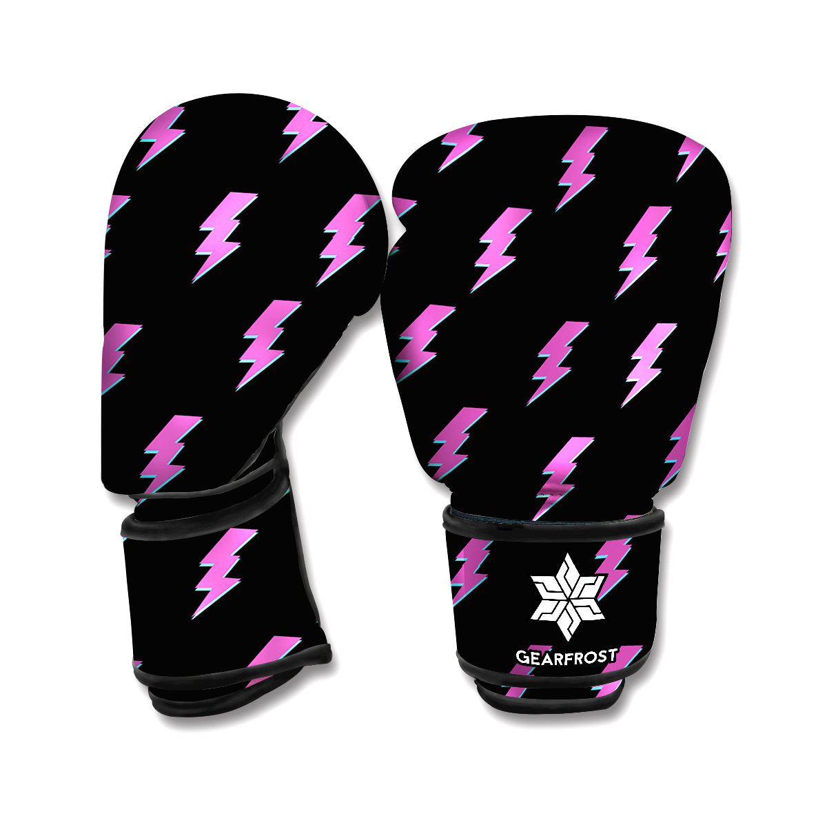 Purple And Teal Lightning Pattern Print Boxing Gloves