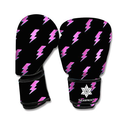 Purple And Teal Lightning Pattern Print Boxing Gloves