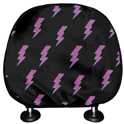 Purple And Teal Lightning Pattern Print Car Headrest Covers