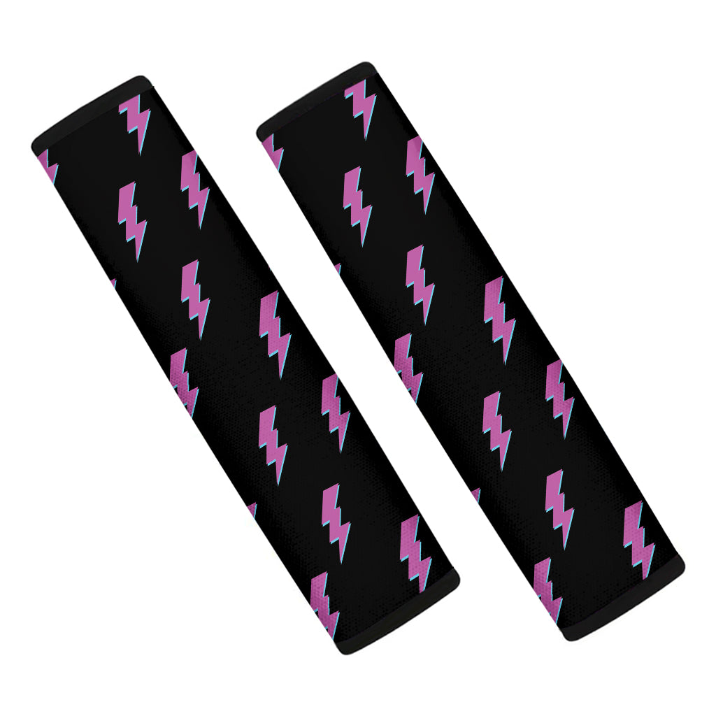 Purple And Teal Lightning Pattern Print Car Seat Belt Covers