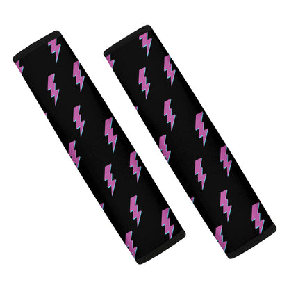 Purple And Teal Lightning Pattern Print Car Seat Belt Covers