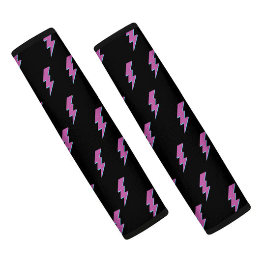 Purple And Teal Lightning Pattern Print Car Seat Belt Covers