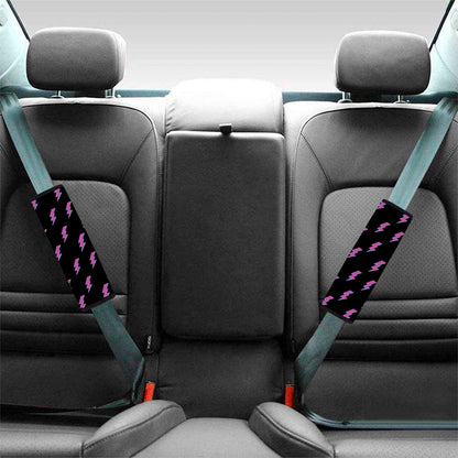 Purple And Teal Lightning Pattern Print Car Seat Belt Covers