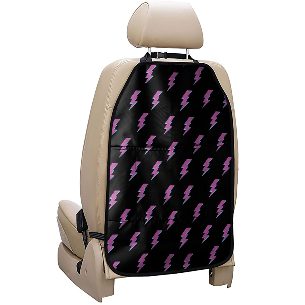Purple And Teal Lightning Pattern Print Car Seat Organizers