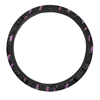 Purple And Teal Lightning Pattern Print Car Steering Wheel Cover