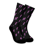 Purple And Teal Lightning Pattern Print Crew Socks
