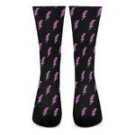 Purple And Teal Lightning Pattern Print Crew Socks