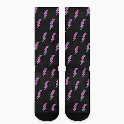 Purple And Teal Lightning Pattern Print Crew Socks